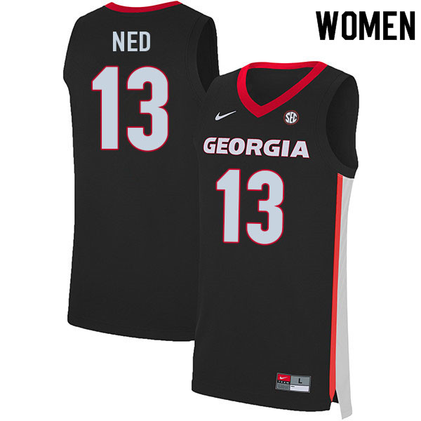Women #13 Jonathan Ned Georgia Bulldogs College Basketball Jerseys Sale-Black - Click Image to Close